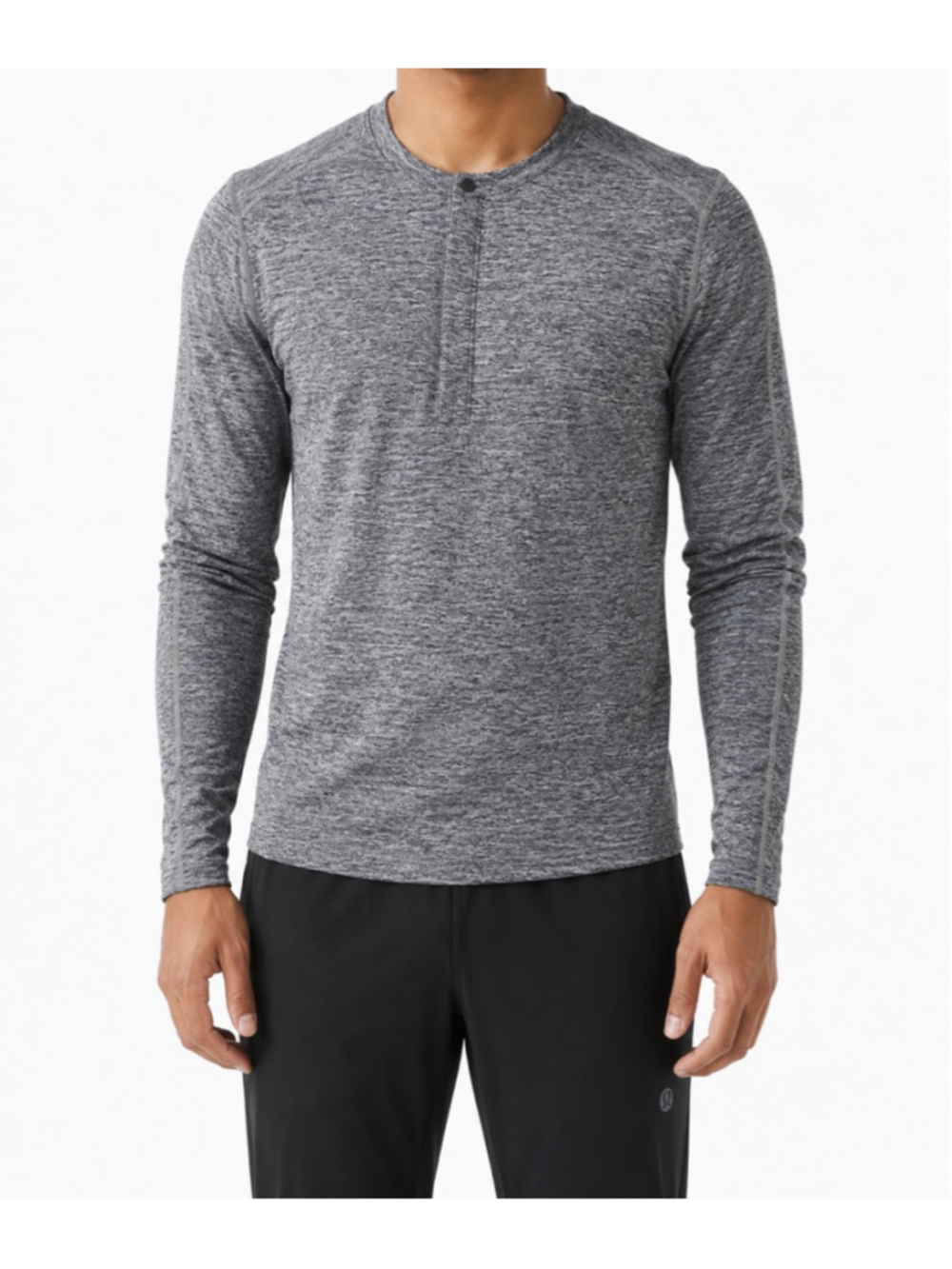 Lululemon Surge Long Sleeve Henley Sz S Space Dye Camo Black Slate EUC